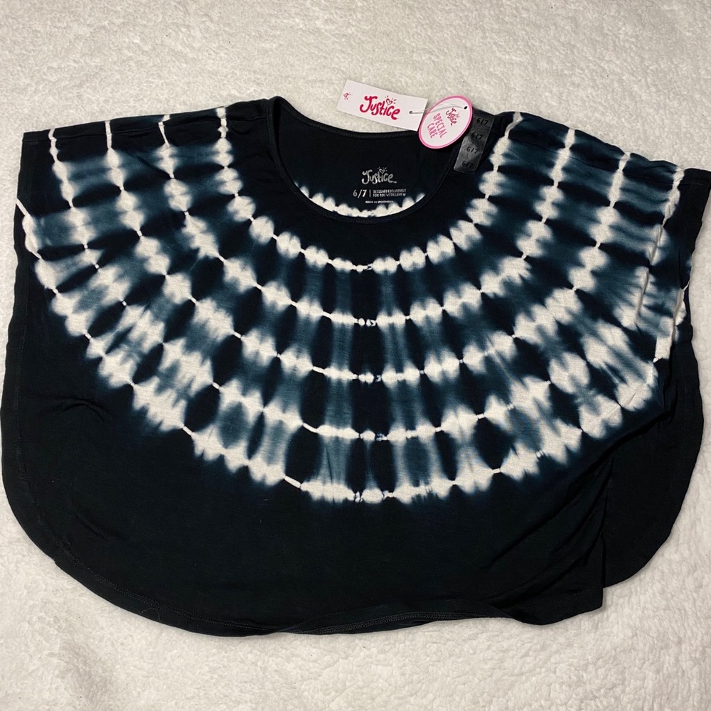 🐼 Justice tie die dark navy blue blouse